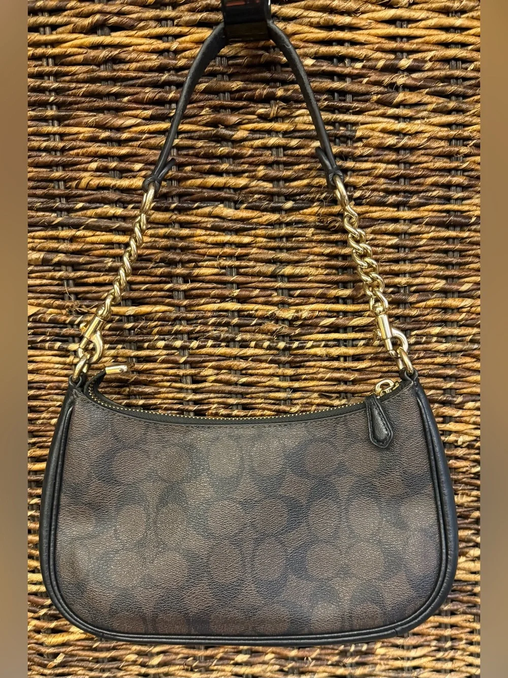 Coach-Teri Bag,Brown Signature Shoulder Bag w/Gold Hardware and matching wallet